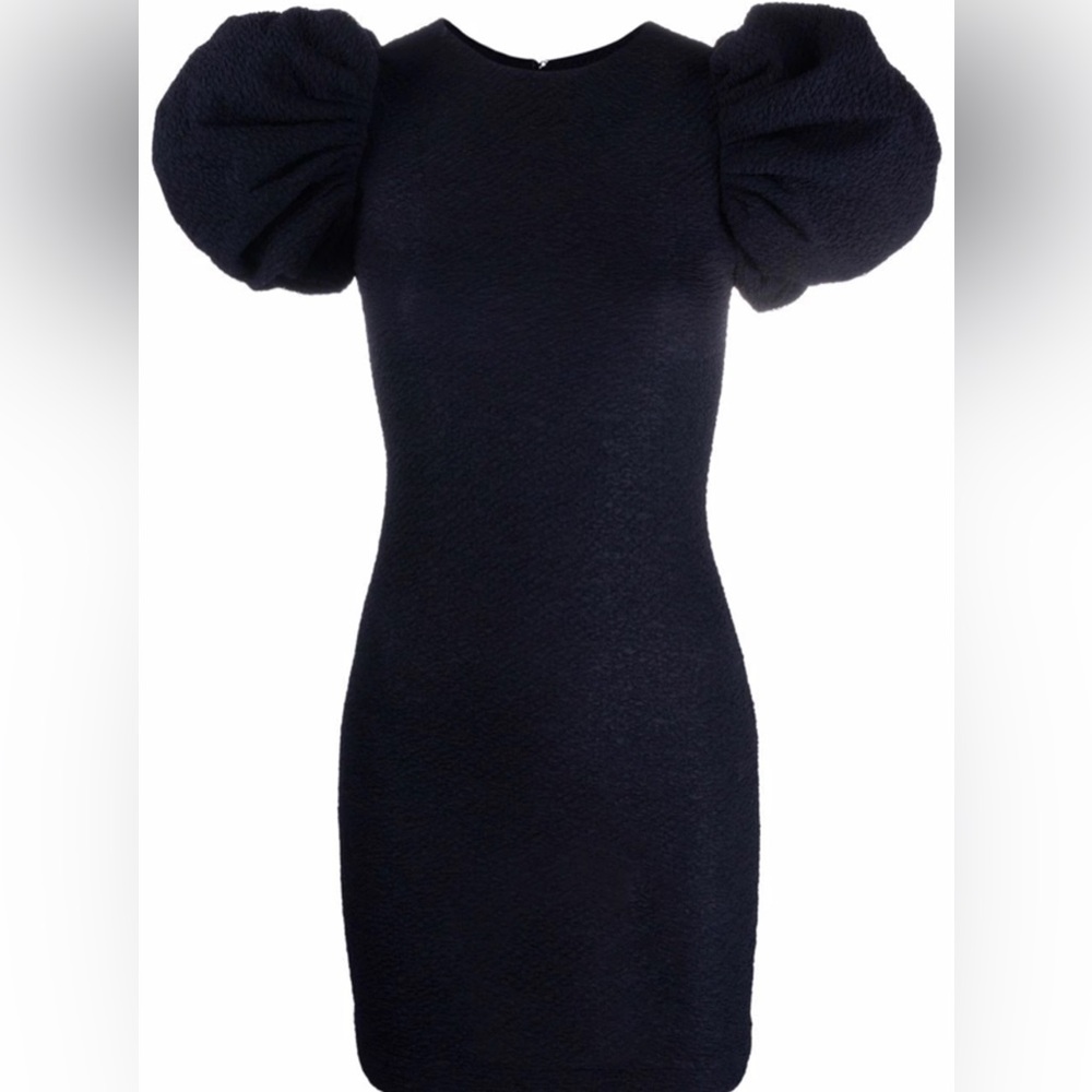 Berger Christensen Navy Puff Sleeve Mini Dress